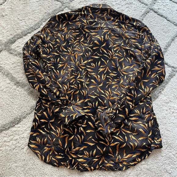 Buckle Eight X Flocked Polka Dot Shirt black tan navy button front medium - Picture 8 of 9